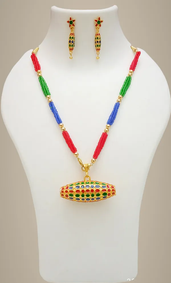 Assamese_Traditional_Gold_Plated_Multi_Colour_Dhoolbiri_Tassel_Jewellery_Set_For_Women_&_Girl