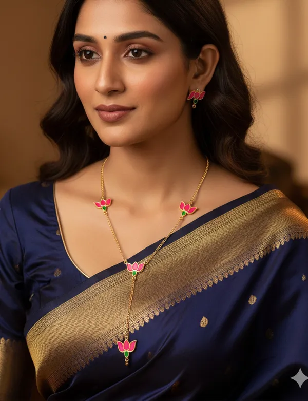 Assamese_Traditional_Pink_Green_Lotus_Jewellery_Set
