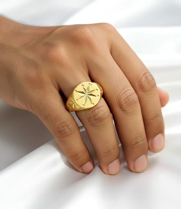 Balaji_Gold_Golden_Classic_Round_Face_Directional_Star_Band_Ring_For_Men