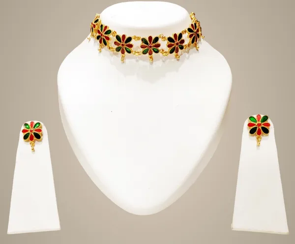Assamese_Traditional_Gold_Plated_Red_Green_Colour_Golpata_Necklace_Set_For_Women
