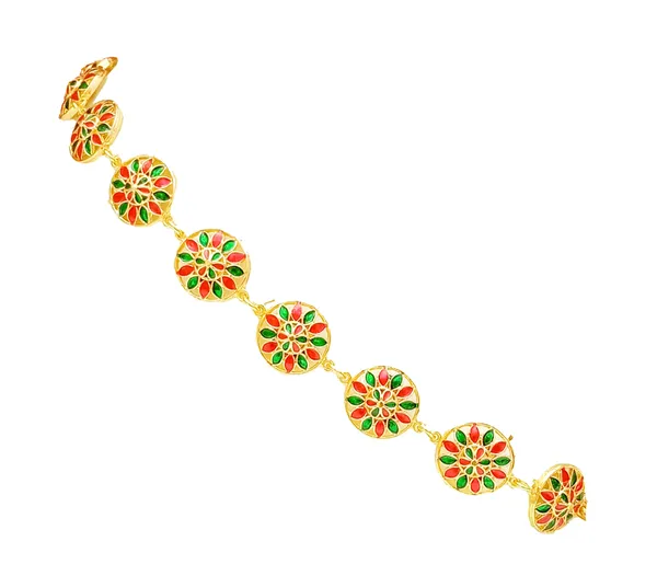Assamese_Traditional_Red_Green_Colour_Japi_Design_Golpata_Necklace_Set_For_Women