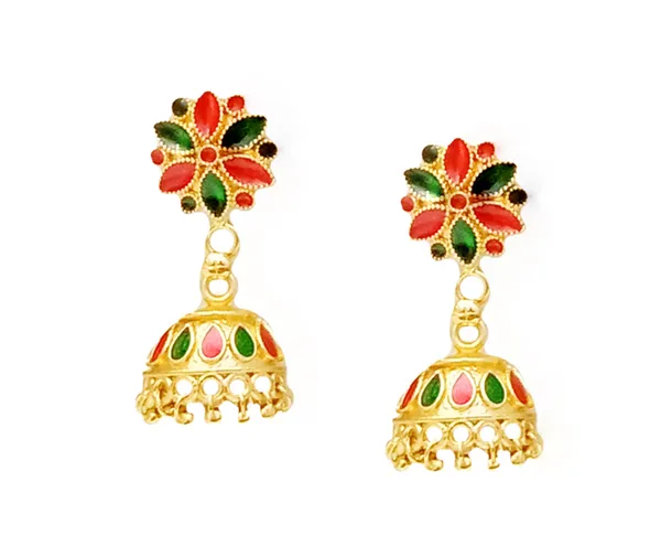Assamese_Traditional_Red_Green_Colour_Japi_Design_Golpata_Necklace_Set_For_Women