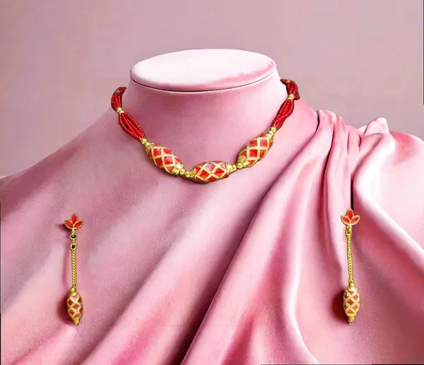 Assamese_Traditional_Red_Meenakari_Moni_Mala_Jewellery_Set