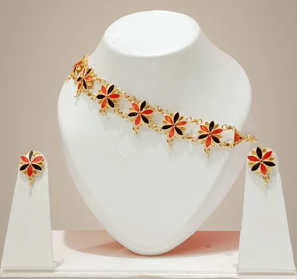 Assamese_Traditional_Gold_Plated_Red_Black_Colour_Golpata_Necklace_Set_For_Women