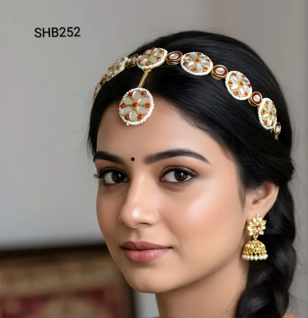 Multicolour_Traditional_Kundan_Pearl_Shish_Phul_/_Rakhdi_Headpiece_For_Women