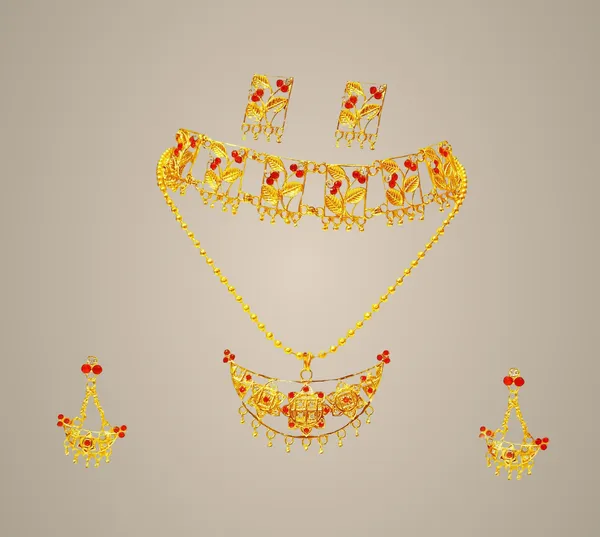 Assamese_Traditional_Gold_Plated_Red_Colour_Combo_Jewellery_Set_For_Women