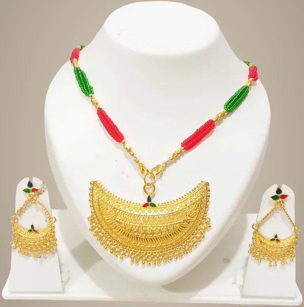 Assamese_Traditional_Gold_Plated_Multi_Color_Junbiri_Tassel_Jewellery_Set_For_Women