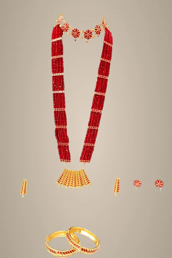 Assamese_Traditional_Red_Colour_Combo_Jewellery_Set_For_Women_&_Girl