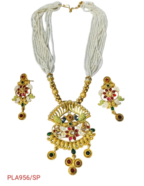 Balaji_Gold_Multicolour_Traditional_Multi_Colour_Minakari_Multi_Strand_Pearls_Long_Necklace_Earring_Set_For_Women