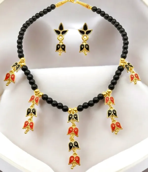 Assamese_Traditional_Copper_Based_Red_Black_Leaf_Design_Golpata_Jewellery_Set