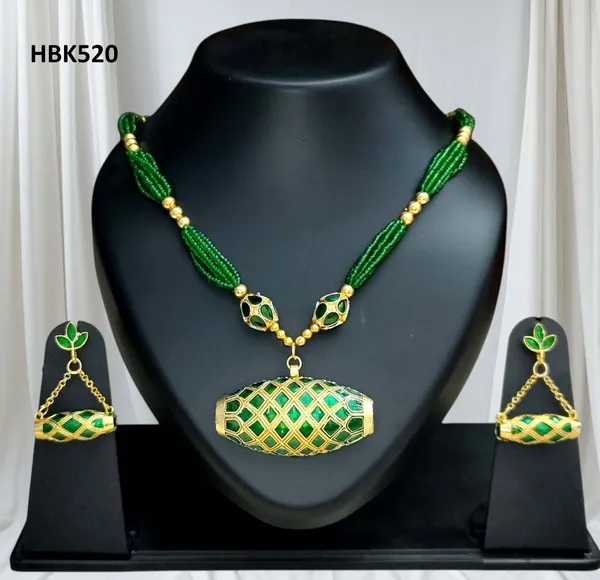 Copper_Based_Assamese_Traditional_Green_Meenakari_Boll_Tassel_Dhol_Biri_Set