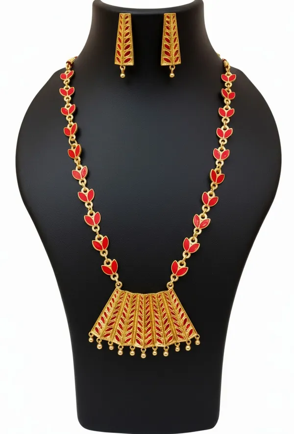 Assamese_Traditional_Red_Colour_Pendant_Jewellery_Set_For_Women