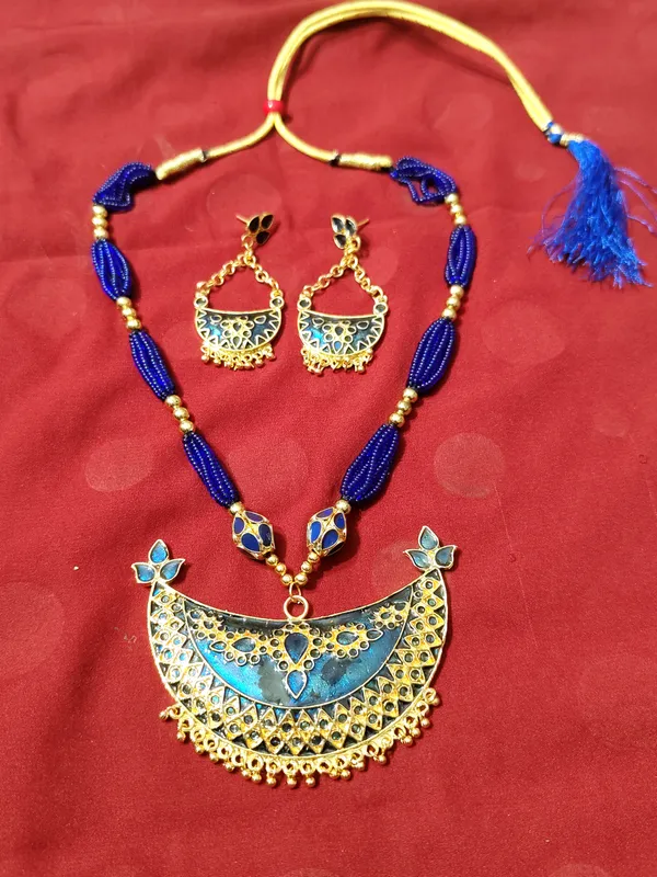 Assamese_Traditional_Blue_Meenakari_Junbiri_Ball_Tassel_Set