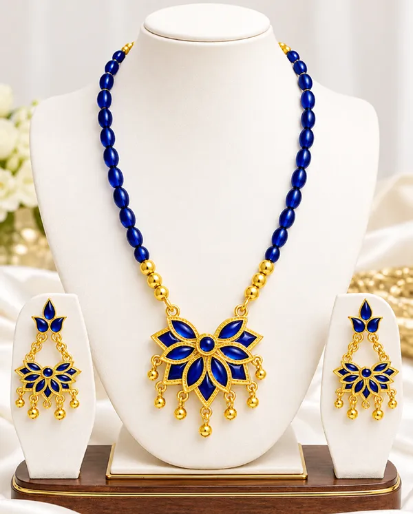 Assamese_Traditional_Copper_Based_Blue_Meenakari__Blue_Ball_Jewellery_Set