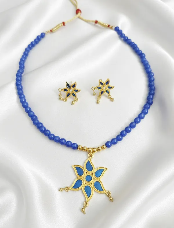 Assamese_Traditional_Copper_Based_Blue__Star_With_Blue_Moti_Jewellery_Set