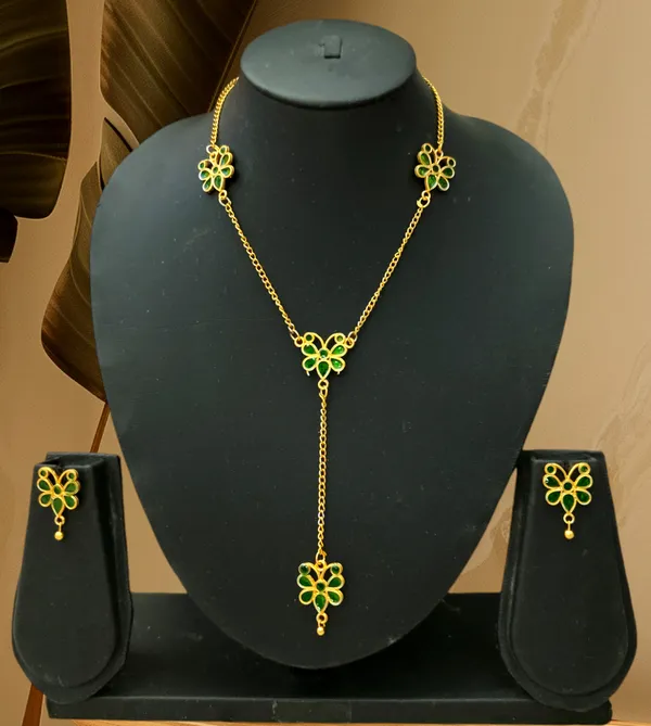 Copper_Based_Assamese_Traditional_Green_Meenakari_Butterfly_Jewellery_Set