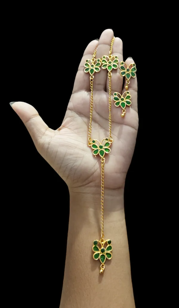 Copper_Based_Assamese_Traditional_Green_Meenakari_Butterfly_Jewellery_Set