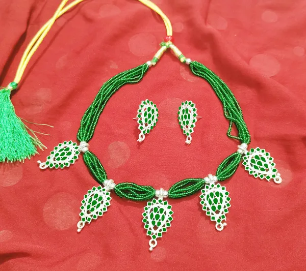 Assamese_Traditional_Green_Silver_Dugdugi_Golpata_Jewellery_Set