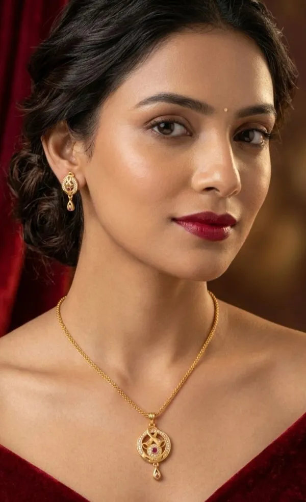 Assamese_Traditional_Pepa_Ruby_Designer_Gold_Pendant_Set