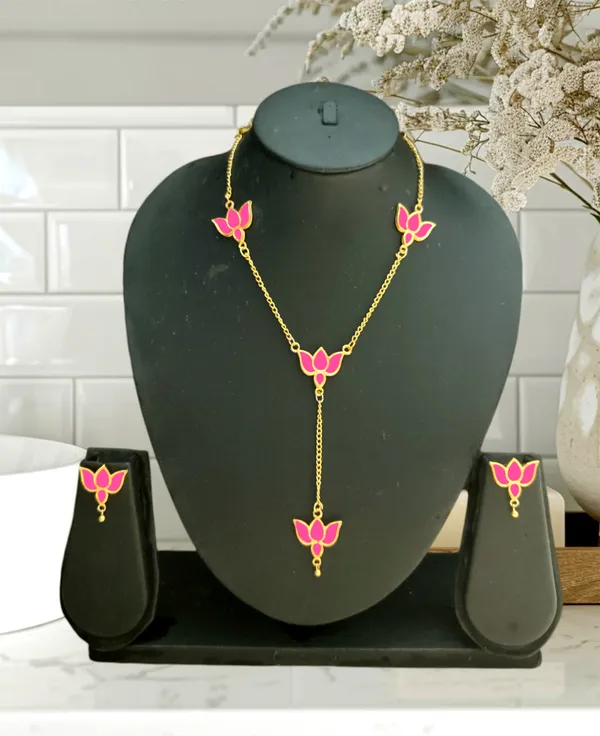 Assamese_Traditional_Pink_Big_Lotus_Jewellery_Set