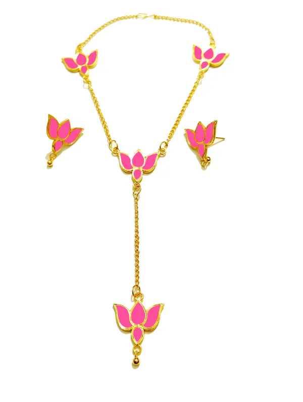 Assamese_Traditional_Pink_Big_Lotus_Jewellery_Set