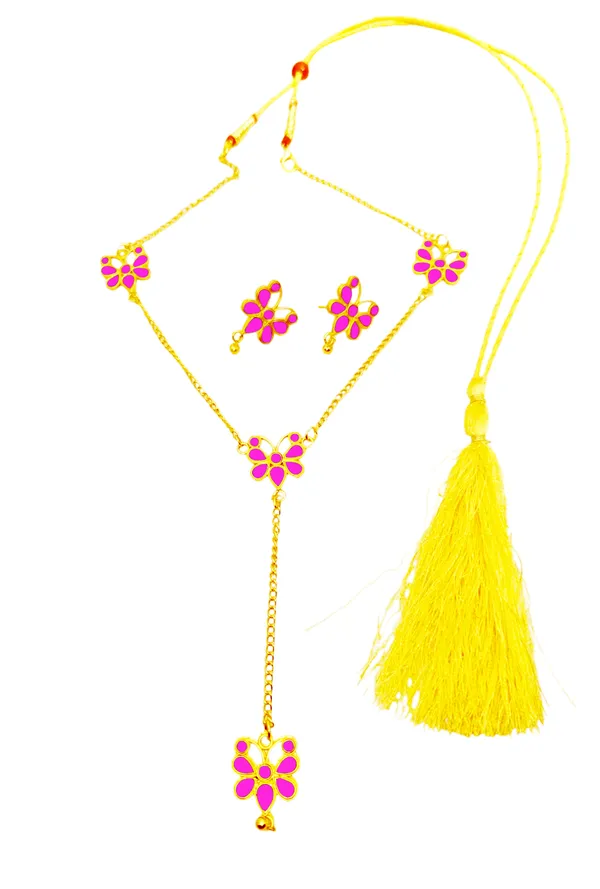Assamese_Traditional_Pink_Meenakari_Butterfly_Jewellery_Set