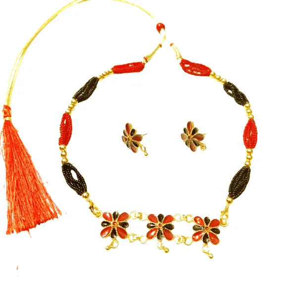 Assamese_Traditional_Red_Black_Meenakari_Tassel_Golpata_Jewellery_Set
