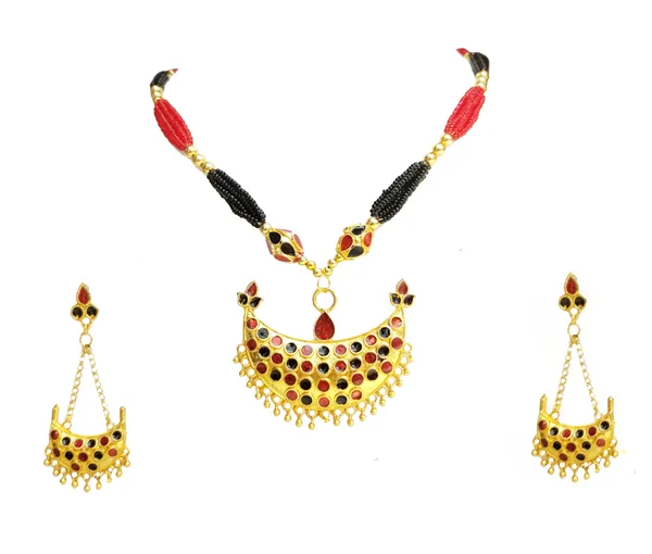 Assamese_Traditional_Red_Black_Meenakari_Junbiri_Ball_Tassel_Set