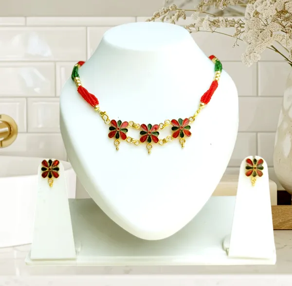 Assamese_Traditional_Red_Green_Meenakari_Tassel_Golpata_Jewellery_Set