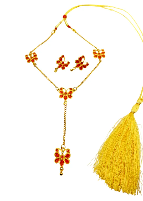 Assamese_Traditional_Copper_Based_Red_Meenakari_Butterfly_Jewellery_Set
