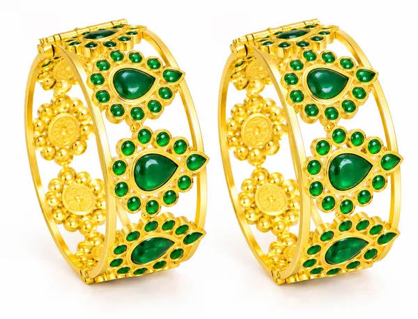 Assamese_Traditonal_Copper__Based_Gold-Plated_Green_Meenakari_Dugdugi_Bangle_Set_(Pack_Of_2)