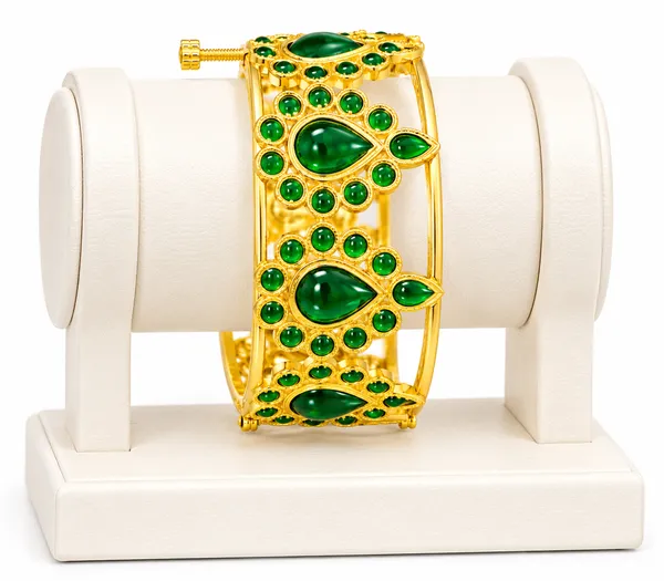 Assamese_Traditonal_Copper__Based_Gold-Plated_Green_Meenakari_Dugdugi_Bangle__(Pack_Of_1)