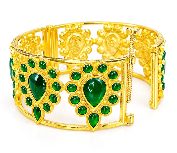 Assamese_Traditonal_Copper__Based_Gold-Plated_Green_Meenakari_Dugdugi_Bangle__(Pack_Of_1)