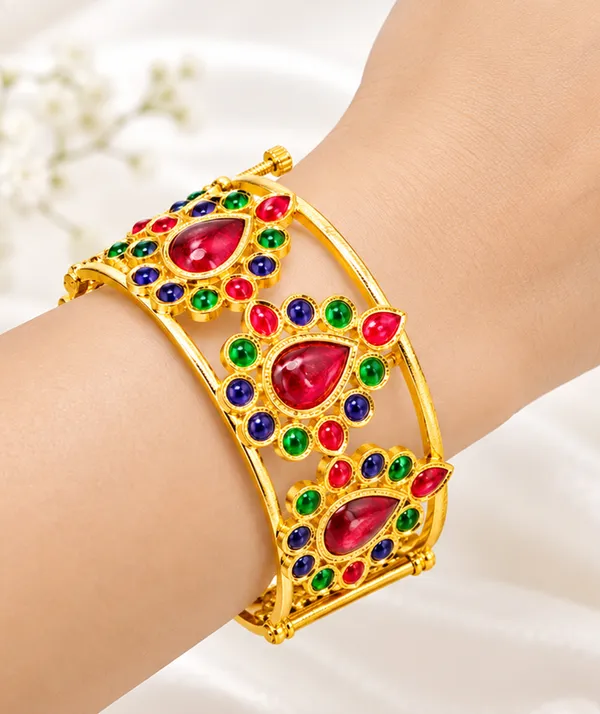 Assamese_Traditonal_Copper__Based_Gold-Plated_Multi_Meenakari_Dugdugi_Bangle__(Pack_Of_1)