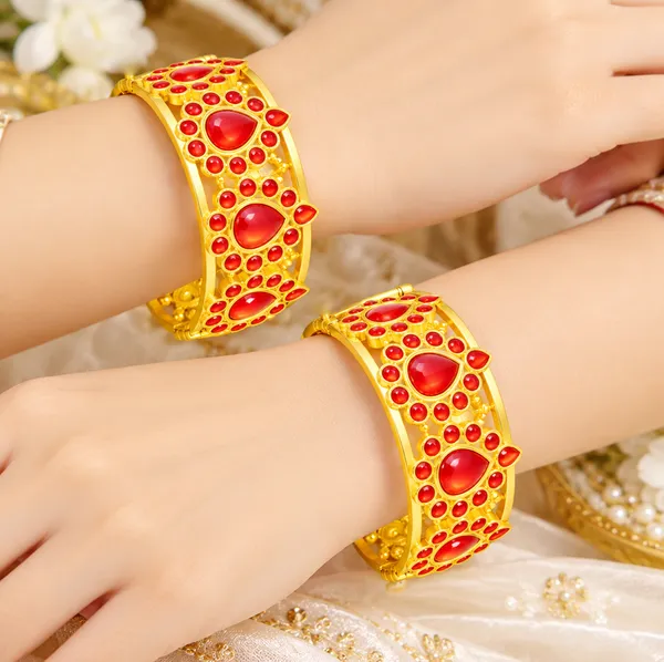Assamese_Traditonal_Copper__Based_Gold-Plated_Red_Meenakari_Dugdugi_Bangle_Set_(Pack_Of_2)
