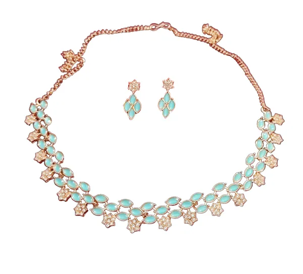Assamese_Copper_Based_Lite_Blue_Rose_Gold_Jewellery_Set