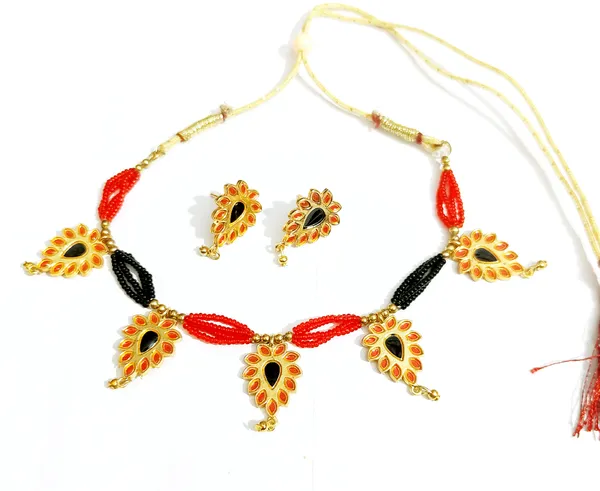 Assamese_Traditional_Red_Black_Meenakari_Golpata_Jewellery_Set