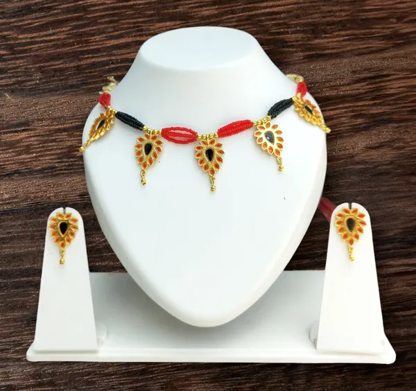 Assamese_Traditional_Red_Black_Meenakari_Golpata_Jewellery_Set