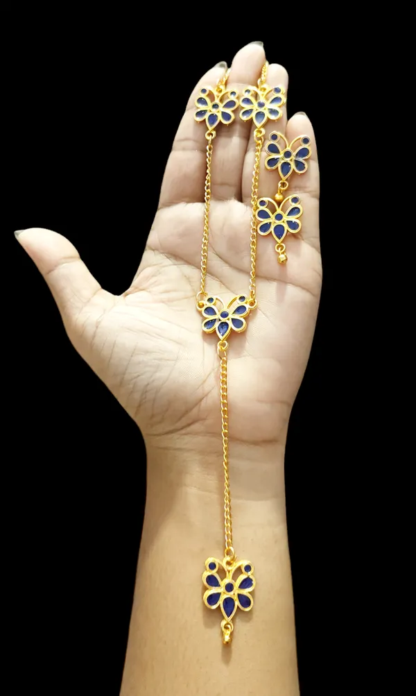 BGGOLD_Copper_Based_Assamese_Traditional_Blue_Butterfly_Meenakari_Jewellery_Set