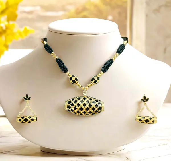 Copper_Based_Assamese_Traditional_Black_Meenakari_Ball_Tassel_Dhol_Biri_Set