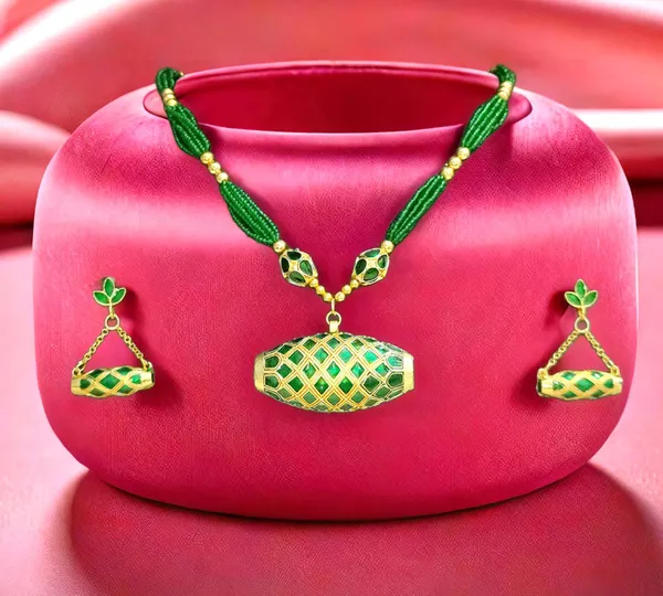 Copper_Based_Assamese_Traditional_Green_Meenakari_Boll_Tassel_Dhol_Biri_Set