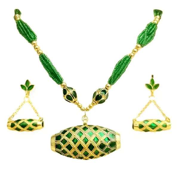 Copper_Based_Assamese_Traditional_Green_Meenakari_Boll_Tassel_Dhol_Biri_Set