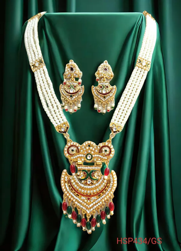 Balaji_Gold_Multicolour_Pearl_Stone_Minakari_Rajwadi_Rajasthani_Kundan_Beaded_Necklace_Set_Earrings_|Long_Rani_Haar_With_Earrings_For_Women