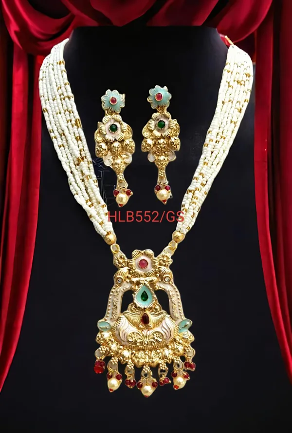 Balaji_Gold_Multicolour_Traditional_Multi_Colour_Minakari_Multi_Strand_Pearls_Long_Necklace_Earring_Set_For_Women
