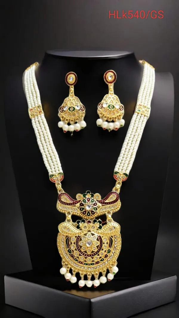 Balaji_Gold_Golden_Traditional_Multi_Colour_Minakari_Multi_Strand_Pearls_Long_Necklace_Earring_Set_For_Women