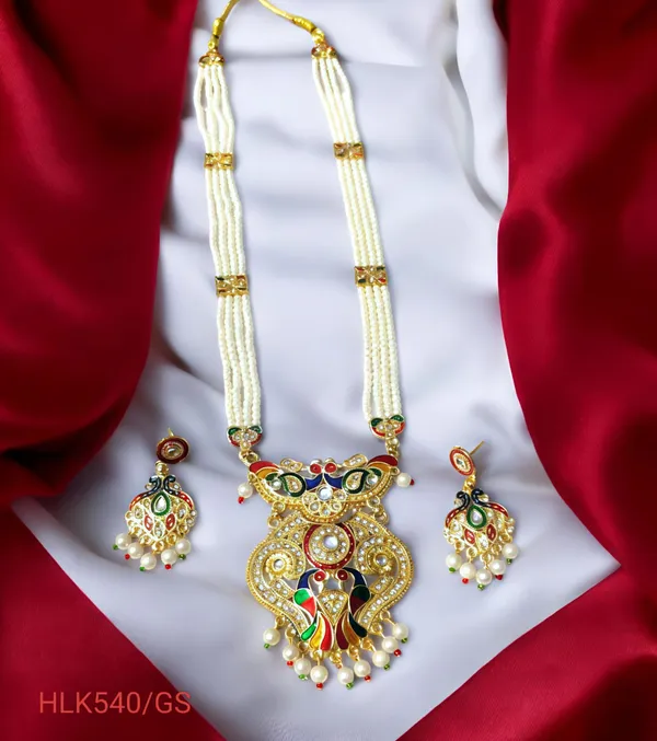 Balaji_Gold_Multicolour_Traditional_Multi_Colour_Minakari_Multi_Strand_Pearls_Long_Necklace_Earring_Set_For_Women