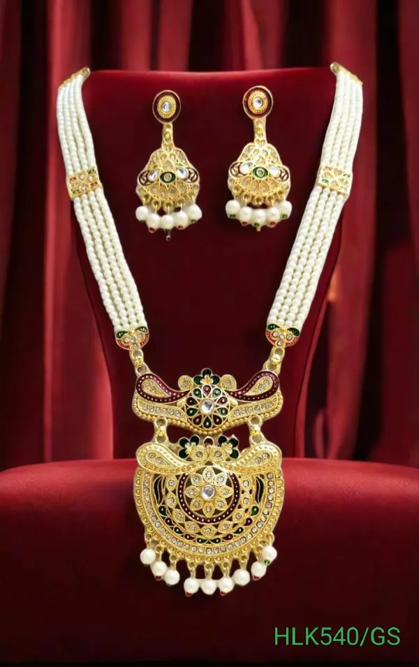 Balaji_Gold_Golden_Traditional_Multi_Colour_Minakari_Multi_Strand_Pearls_Long_Necklace_Earring_Set_For_Women
