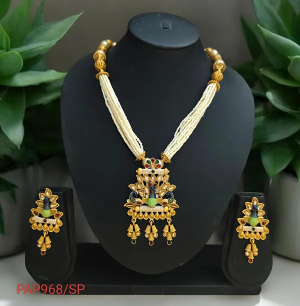 Balaji_Gold_Multicolour_Traditional_Multi_Colour_Minakari_Multi_Strand_Pearls_Long_Necklace_Earring_Set_For_Women