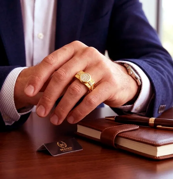 BGGold_Luxury_Micro_Gold-Tone__Crystal_Cluster_Men's_Ring