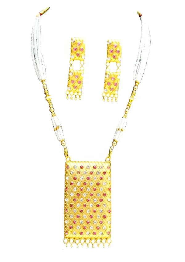 Assamese_Traditional_P-W_Stone_Biskut_With_Tassel_Jewellery_Set